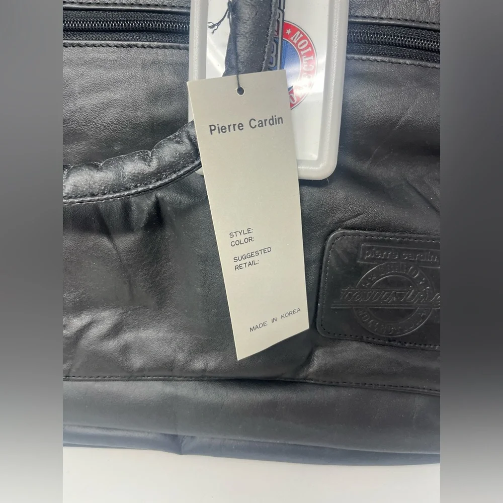 PIERRE CARDIN Leather Luggage Bag Genuine Black Grand Touring Collection VTG NWT